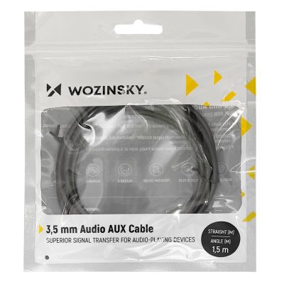 5. Wozinsky AUX Cable Angled (Male-Male) Mini Jack Cable 2m Black