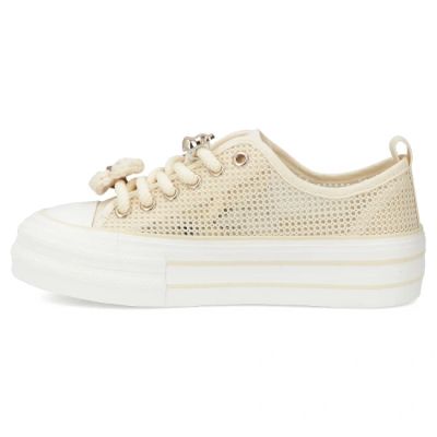 3. Women's mesh sneakers on the platform, beige, Filippo DTN7855
