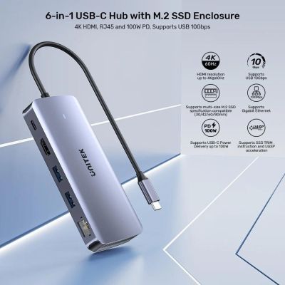 6. UNITEK ACTIVE HUB USB-C 10GBPS, M.2, HDMI, PD 100W
