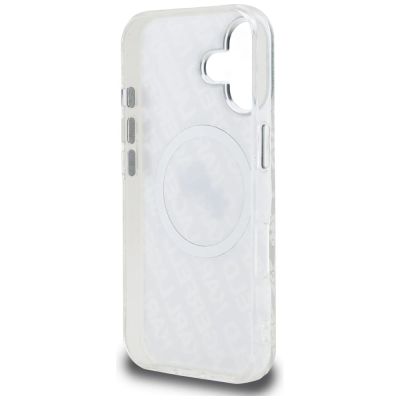 7. Karl Lagerfeld IML Glitter Karl & Choupette Heads Logo MagSafe iPhone 16 Case - Gray