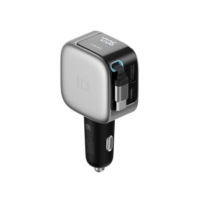 4. Cuktech CC903P 100W Car Charger with Display and 70cm Retractable USB-C Cable - Gray