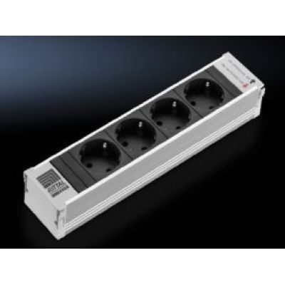2. Rittal DK 7856.100 4-way power socket splitter, Internal Aluminum, Black