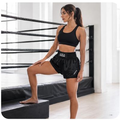 5. Women's Black COMBATWEAR Muay Thai Shorts | DBX Bushido