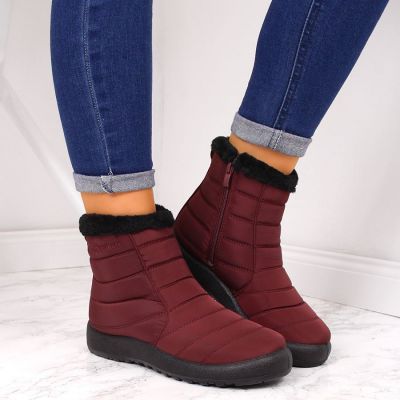 10. NEWS W EVE181C waterproof zippered snow boots, burgundy 