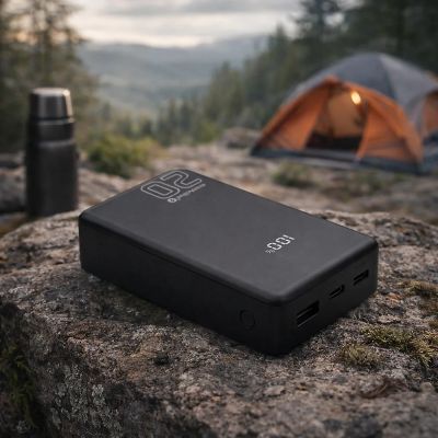 8. EVERACTIVE POWERBANK 20,000mAh, 1x USB, 2x USB-C, 20W, QC4+, LCD, BLACK EB-22QB