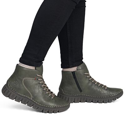 6. Women's ankle boots, green, insulated, Rieker 57501-54