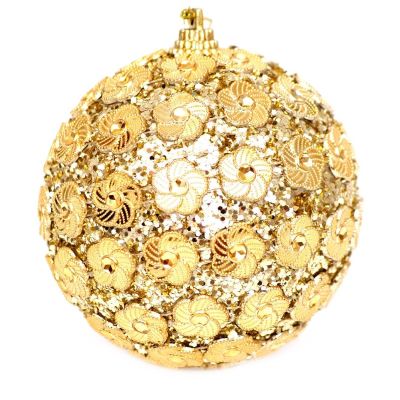 2. DECORATIVE BALL WITH SEQUINS 8 CM GOLD