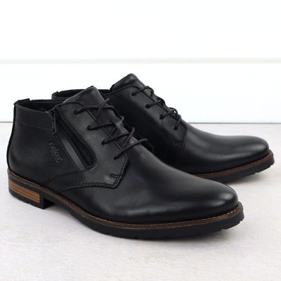 2. Men's leather ankle boots, unlined, black, Rieker14609-00