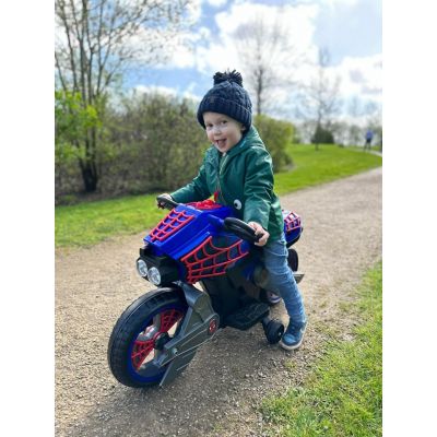 7. Huffy Spider-Man Motorcycle Electric Ride-On (17345W)