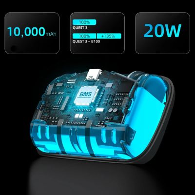 5. BoboVR B100 External Battery for Meta Quest S3 Pro and E3 Pro - White