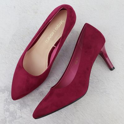 14. Women's fuchsia suede pumps, Sergio Leone 1336