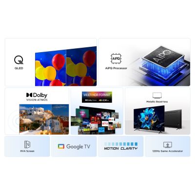 3. TCL 43P7K QLED 40" 4K Ultra HD Google TV Dolby Atmos DVB-T2 Metallic