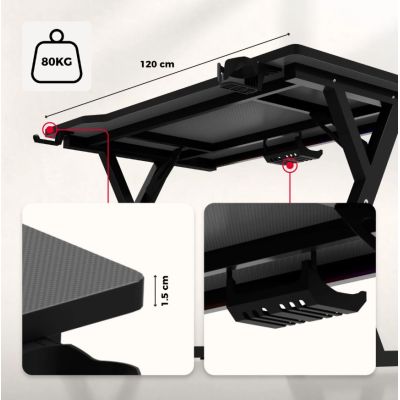 7. Huzaro Hero 2.4 RGB Black Gaming Desk
