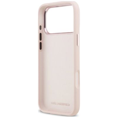 7. Karl Lagerfeld Silicone Choupette Metal Pin Case for iPhone 18 Pro Max / 17 Pro Max – Pink