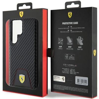 8. Ferrari Carbon Stitched Bottom case for Samsung Galaxy S24 Ultra - black