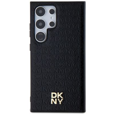 3. DKNY Leather Pattern Metal Logo MagSafe case for Samsung Galaxy S24 Ultra - black