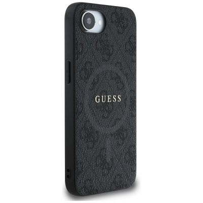 4. Guess PU Leather 4G Colored Ring Case with MagSafe for iPhone 16e - Black
