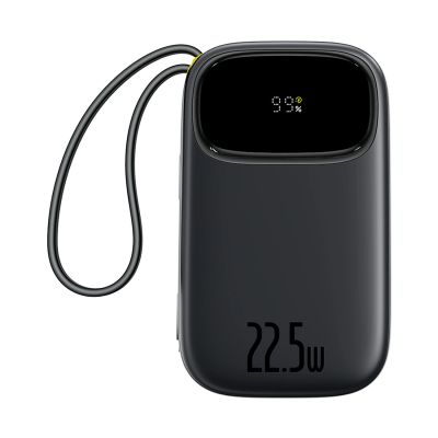 2. Baseus EnerFill FC31 20000mAh 22.5W Powerbank with Digital Display and 2 Built-in Cables (USB-C + Lightning) - Black