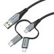 7. Vention USB-A 3in1 Micro-B USB-C Lightning Cable 1m Gray