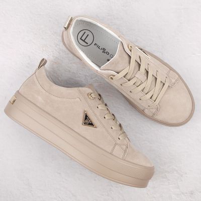 16. Filippo W PAW315C beige leather suede platform shoes