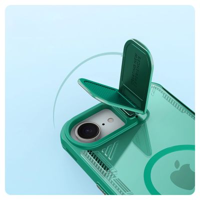 9. Nillkin Iceblade Prop Magnetic Case with Camera Cover and Stand for iPhone 16e / 17e - Green