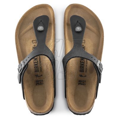 9. Birkenstock Gizeh NU Oiled Black Regular Women's/Men's Flip-Flops Oiled Leather for Wide Feet (0845251)