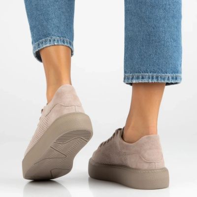 8. Women's leather shoes, sneakers, beige, Filippo DP7502/26