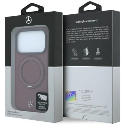 8. Mercedes Leather with Ring Stand MagSafe Case for iPhone 18 Pro / 17 Pro – Burgundy