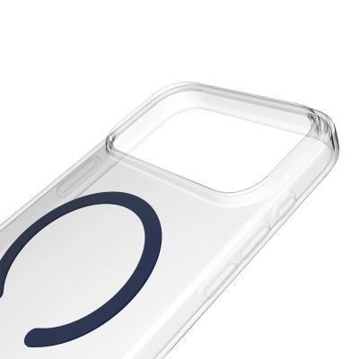 7. Puro Lite Mag TPU+PC Case Compatible with MagSafe for iPhone 17 Pro - Transparent with Blue Ring