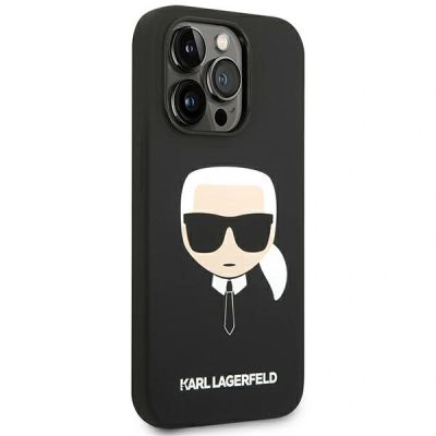4. Karl Lagerfeld Silicone Karl`s Head Case for iPhone 14 Pro Max - Black