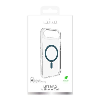 2. Puro Lite Mag TPU+PC Case Compatible with MagSafe for iPhone 17 Air - Transparent with Turquoise Ring