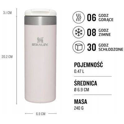 3. Stanley thermal mug AEROLIGHT 0.47 l - ROSE QUARTZ METALLIC
