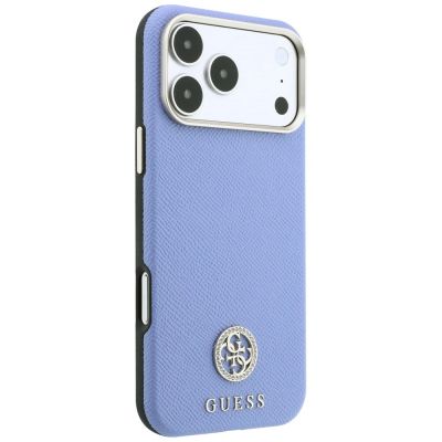 4. Guess Grained Round Strass Logo MagSafe Case for iPhone 18 Pro / 17 Pro - Blue