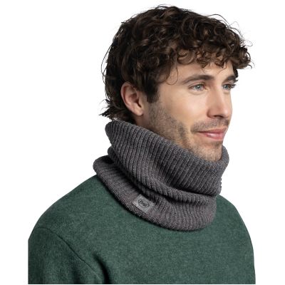 Buff Upcycled Merino Neckwarmer – thier grey heather Neck Gaiter