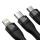 3. Baseus Flash Series II USB Type C / USB Type A cable - USB Type C / Lightning / micro USB 100 W 1.2 m black (CASS030101)