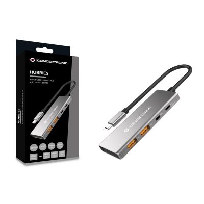 3. Conceptronic HUBBIES15G USB 3.2 Gen 2 (3.1 Gen 2) Type-C Hubs and Hubs 10000 Mbit/s Gray