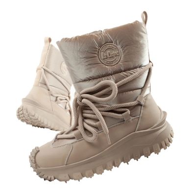 Lee Cooper women's winter trekking sports shoes, insulated, beige, natural leather