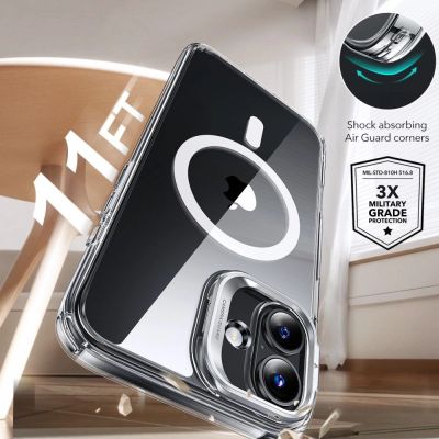 3. ESR Classic Hybrid Kickstand Halolock MagSafe Case Set + Tempered Glass for iPhone 16 PLUS - Clear