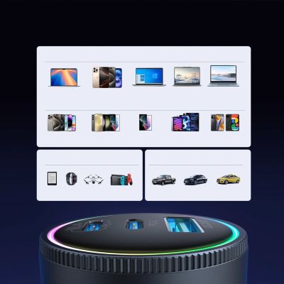 9. Joyroom JR-CCN07 145W Car Charger 2xUSB-C USB-A + 100W USB-C Cable - Dark Gray