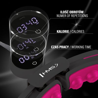 8. HHM16 HULA HOP BLACK/PINK WITH MAGNETS AND WEIGHT + HMS COUNTER