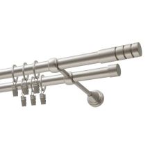 Double Curtain Rod Ø 19 mm Satin Chrome 200 cm TECHNO with Rings KOWALSKI