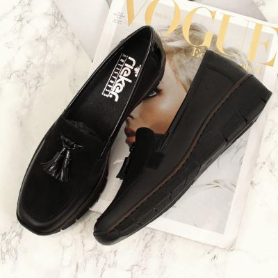 11. Rieker W RKR395 black wedge shoes