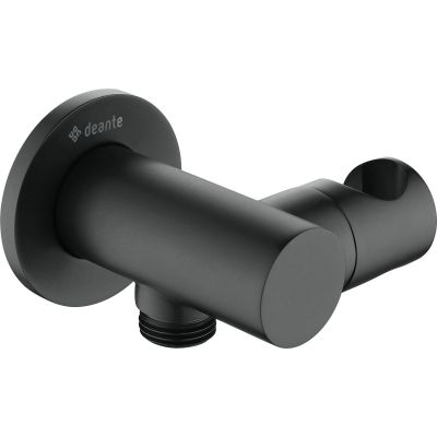 Round angle connector with handset holder