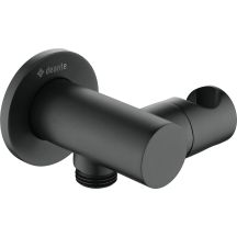 Round angle connector with handset holder
