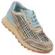 Women's openwork shoes in blue and beige Artiker 58C1289
