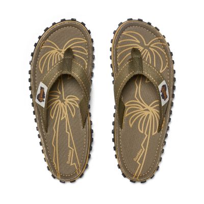 Gumbies Men's Flip-Flops ISLANDER FLIP-FLOP PALM LEAF KHAKI