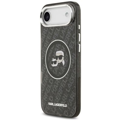 2. Karl Lagerfeld IML Glitter Karl & Choupette Heads Logo MagSafe iPhone Air Case - Black