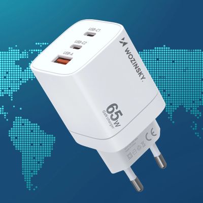 13. Wozinsky CGWCW 65W GaN Wall Charger USB-A / 2 x USB-C - White