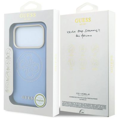 8. Guess Perforated 4G Gold Logo Magsafe Case for iPhone 18 Pro / 17 Pro - Light Blue