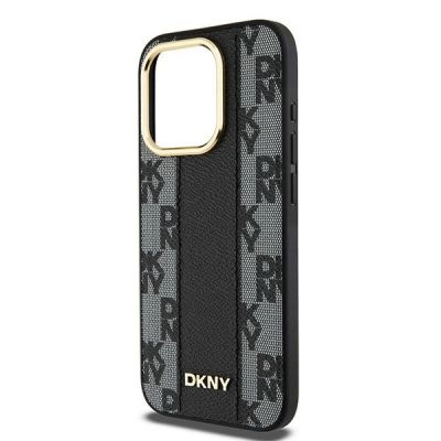 6. DKNY Leather Checkered Mono Pattern MagSafe iPhone 15 Pro Max Case - Black
